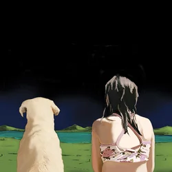 Girl and Yellow Lab, 2008 (akryl på lærred)
